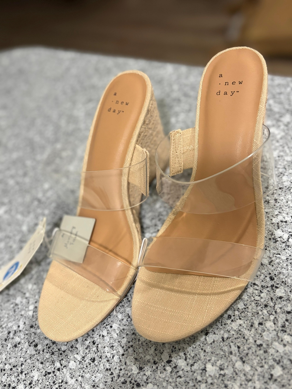 a new day Beige Clear-Strap Wedge Mule Sandals - Picture 1 of 2